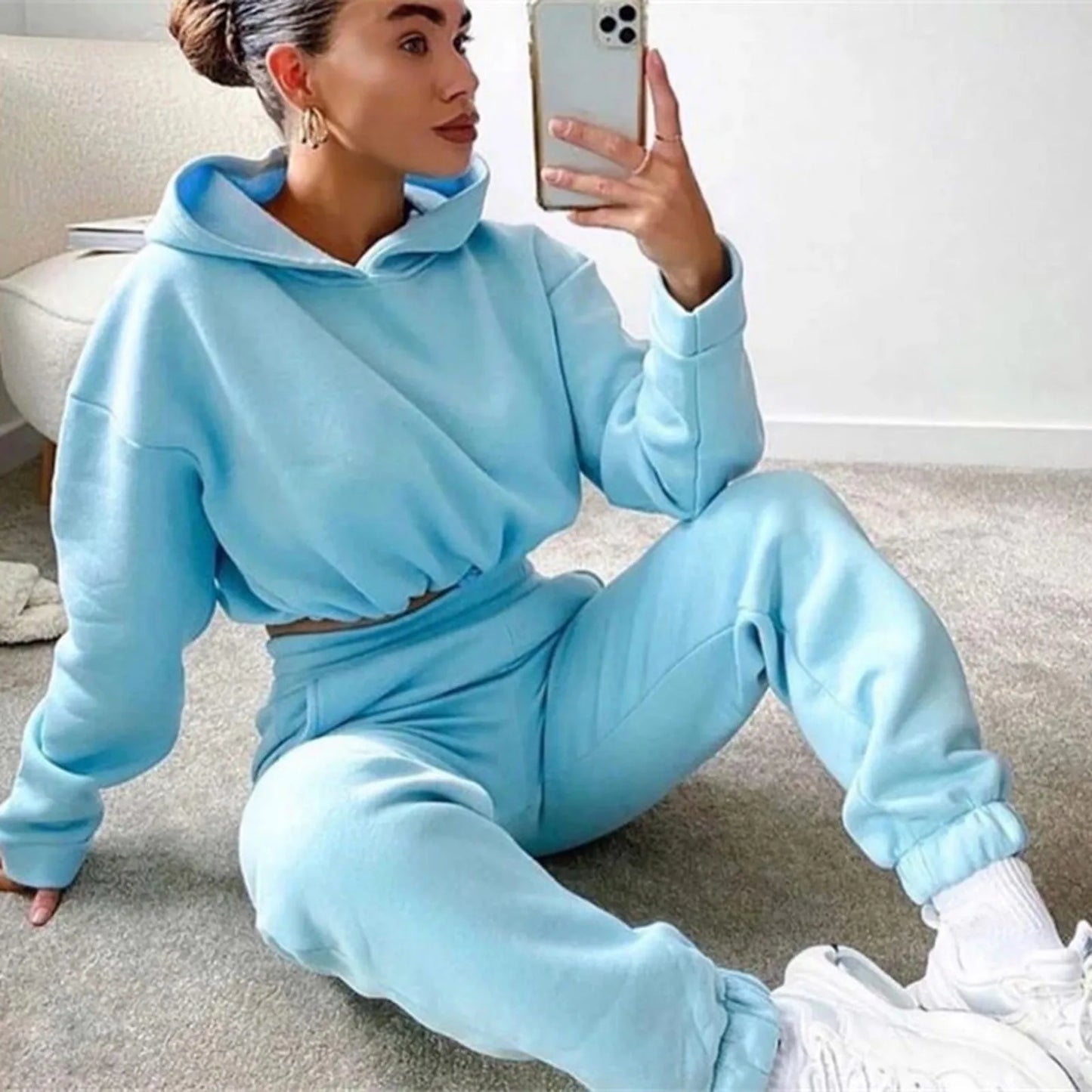 Two Piece Jogger and Cropped Hoodie Set
