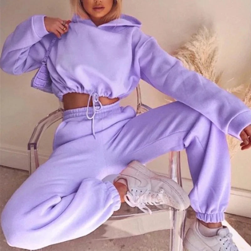 Two Piece Jogger and Cropped Hoodie Set
