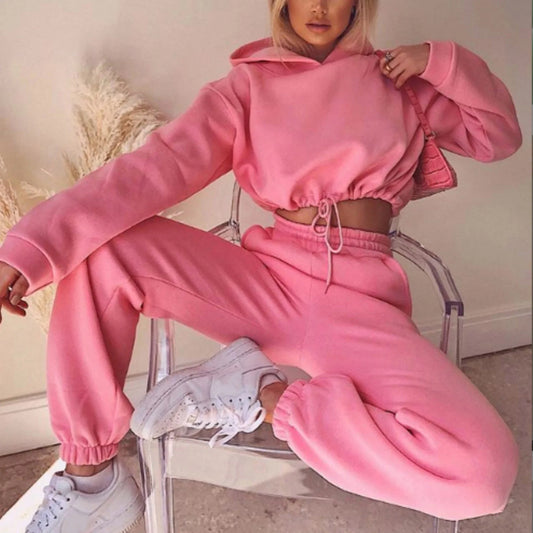 Two Piece Jogger and Cropped Hoodie Set