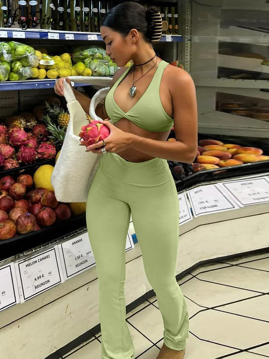 Halter Bralette and Pants Set